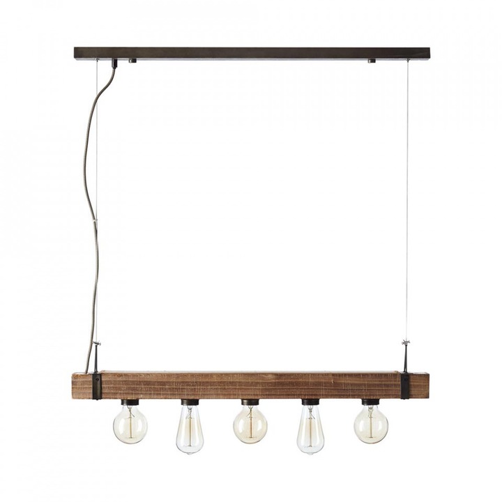 Lustra Cojom Levi 5m 5XE27, culoare maro cu negru, inaltime reglabila, stil modern