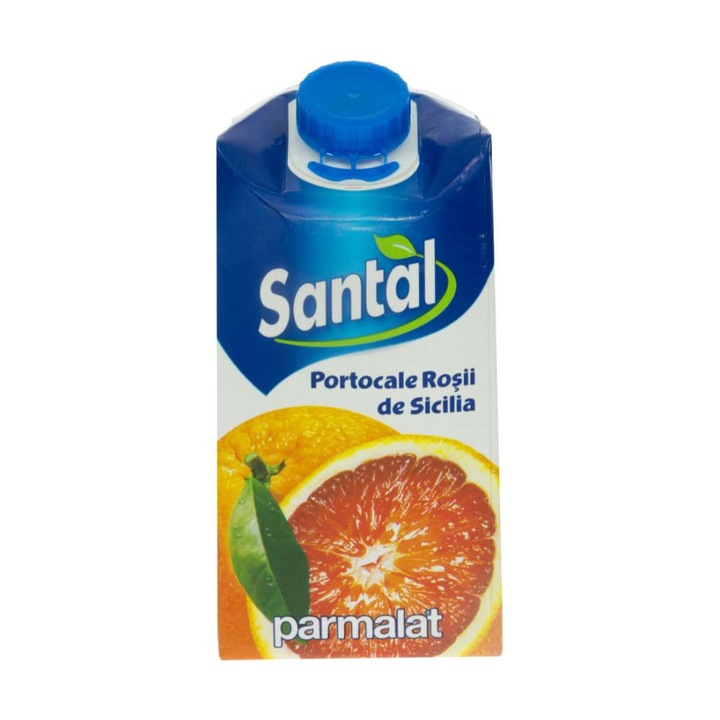 Стек натурален сок Santal, Червен портокал, 25% плодово съдържание, 500 мл, 12 броя