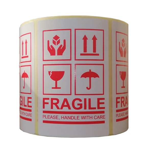 Etichete autoadezive semigloss 100x65 mm, 1000buc/rola, etichete FRAGILE