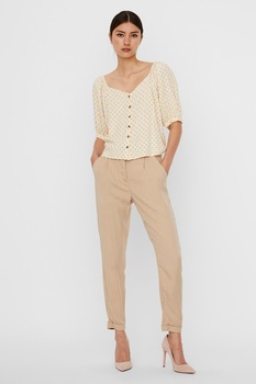 Vero Moda, Bluza din amestec de in cu buline, Crem Vero Moda, Bluza din amestec de in cu buline, Crem