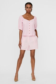 Vero Moda, Bluza din amestec de in cu buline, Roz Vero Moda, Bluza din amestec de in cu buline, Roz