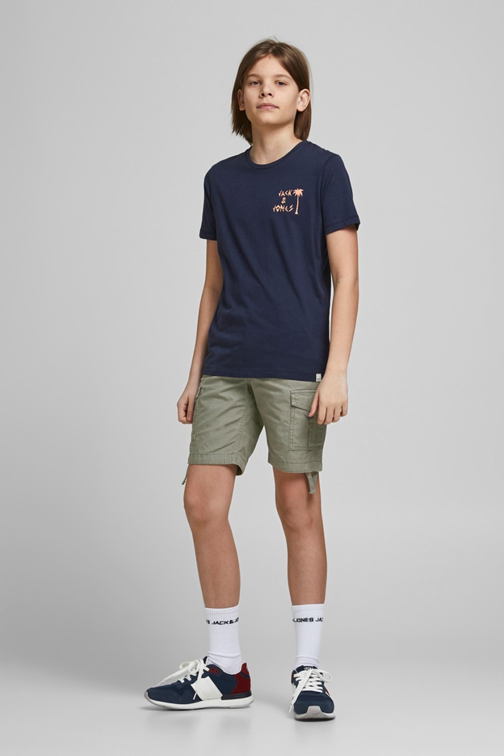 Jack&Jones, Bermude cargo cu buzunare oblice Charlie, Grej