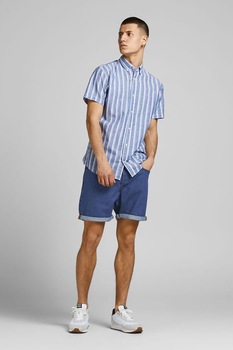 Jack&Jones, Pantaloni scurti din denim cu nasturi Chris, Bleumarin, S Jack&Jones, Pantaloni scurti din denim cu nasturi Chris, Bleumarin, S