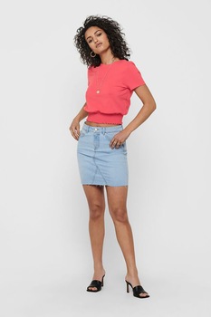 Only, Fusta din denim cu talie inalta, Albastru deschis Only, Fusta din denim cu talie inalta, Albastru deschis