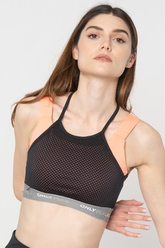 Only Play, Bustiera sport de plasa Malia, Negru/Oranj neon Only Play, Bustiera sport de plasa Malia, Negru/Oranj neon