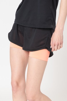 Only Play, Pantaloni scurti lejeri cu strat exterior de plasa Malia, Negru/Oranj neon Only Play, Pantaloni scurti lejeri cu strat exterior de plasa Malia, Negru/Oranj neon