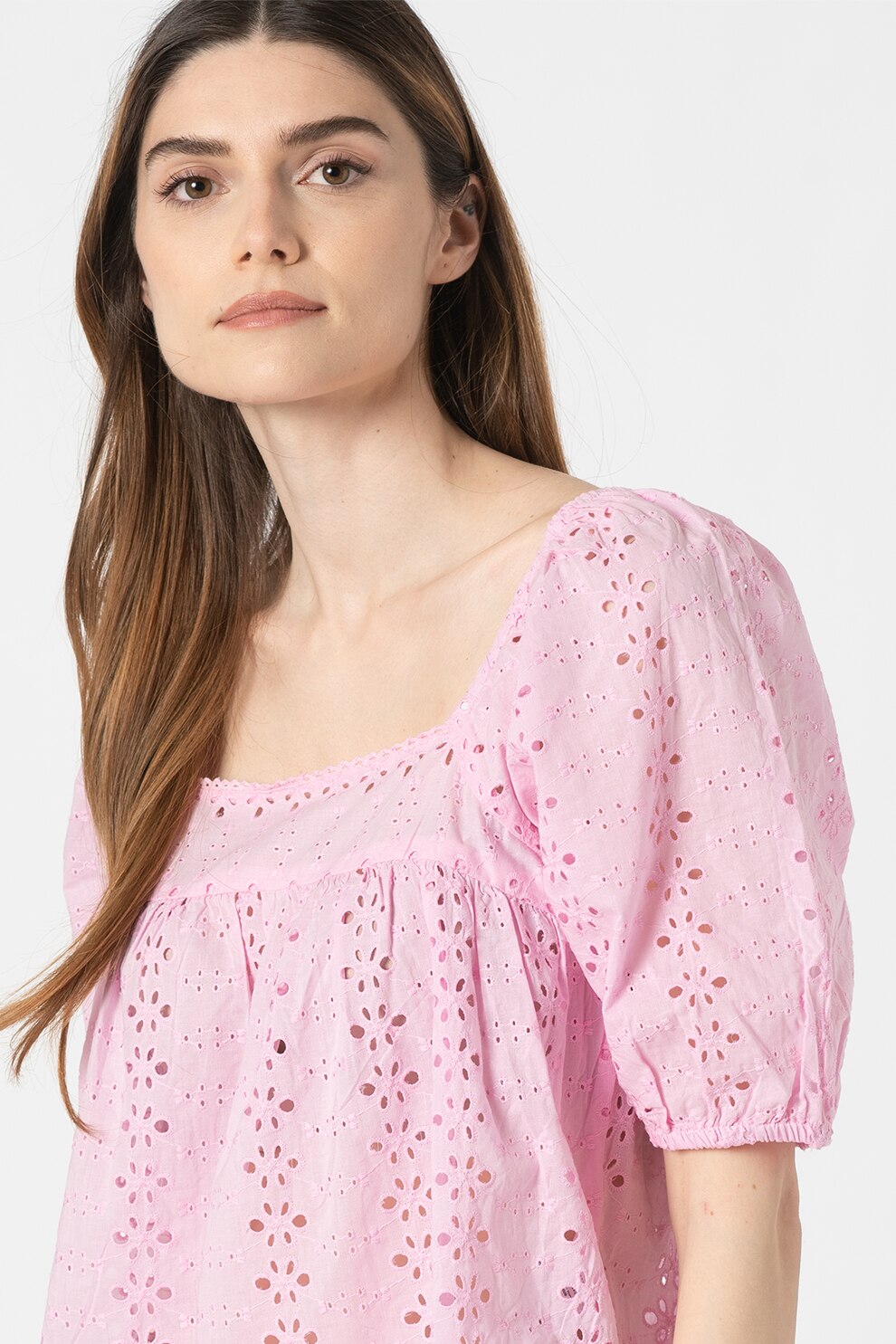 Only, Bluza lejera de dantela Sangallo Luna, Roz deschis