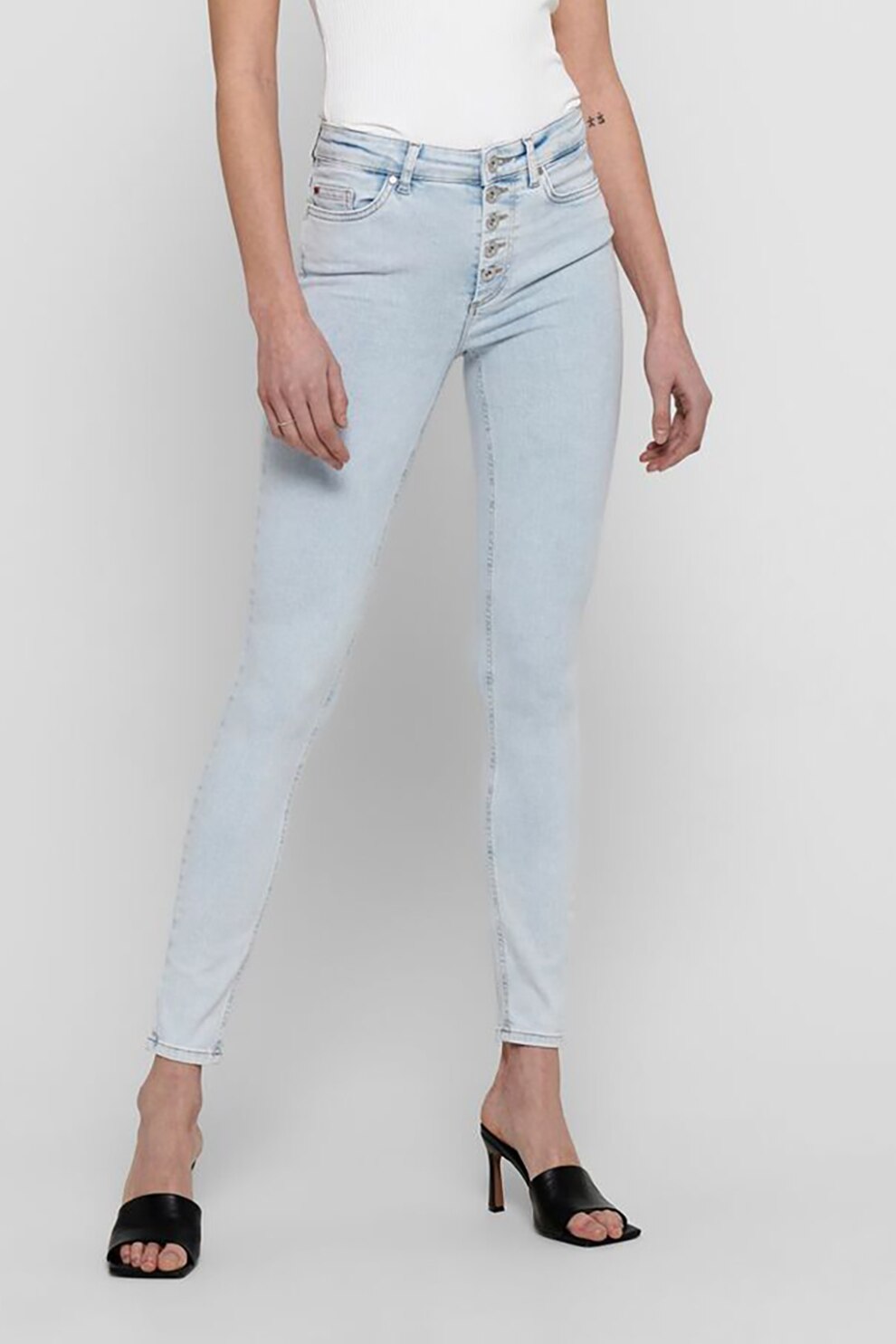 Only, Blugi crop skinny Blush, Albastru deschis