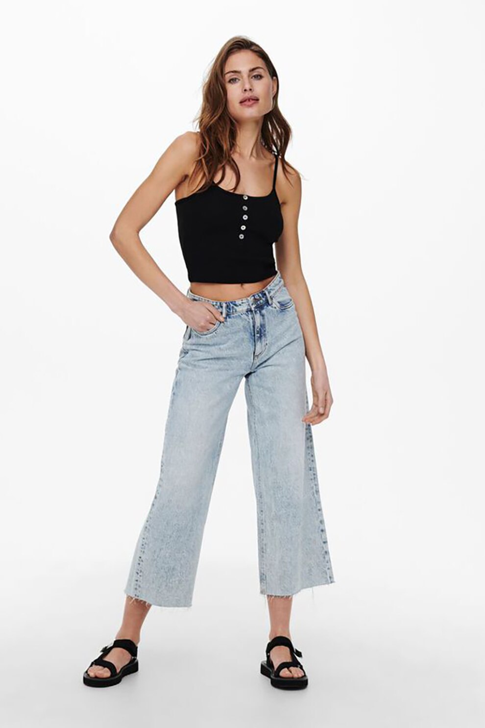 Only, Top crop cu striatii, Negru