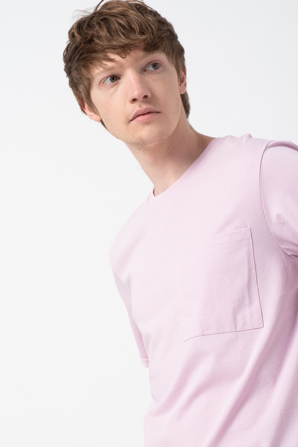 Only & Sons, Tricou cu decolteu la baza gatului si buzunar pe piept, Lila