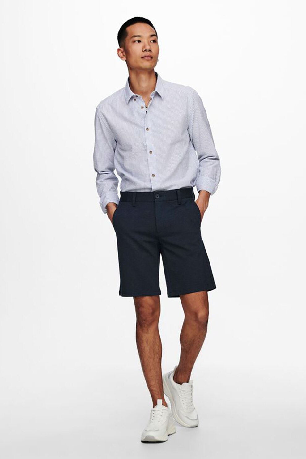 Only & Sons, Bermude cu buzunare laterale, albastru inchis