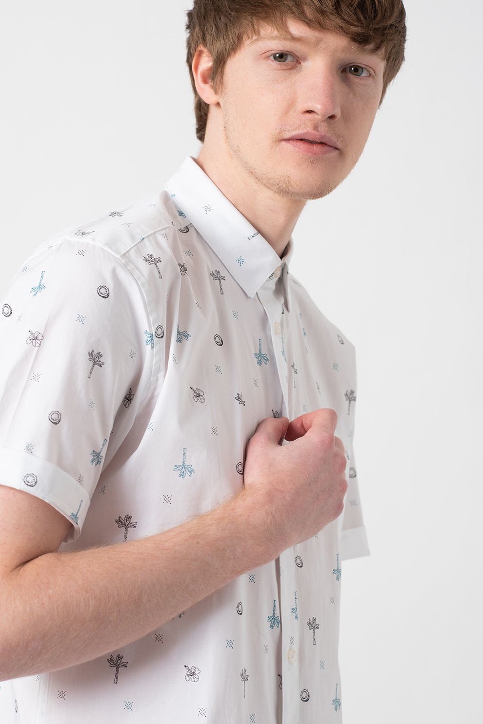 Only & Sons, Camasa din amestec de bumbac organic cu imprimeu Bart, Alb optic