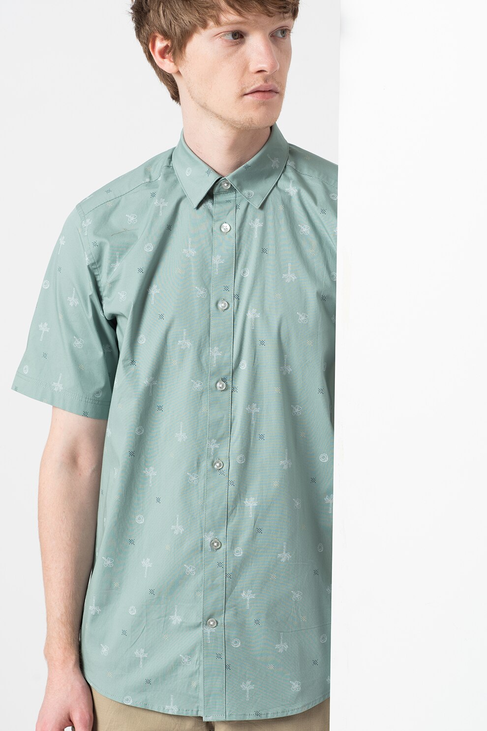 Only & Sons, Camasa din amestec de bumbac organic cu imprimeu Bart, Verde persan/Alb/Negru