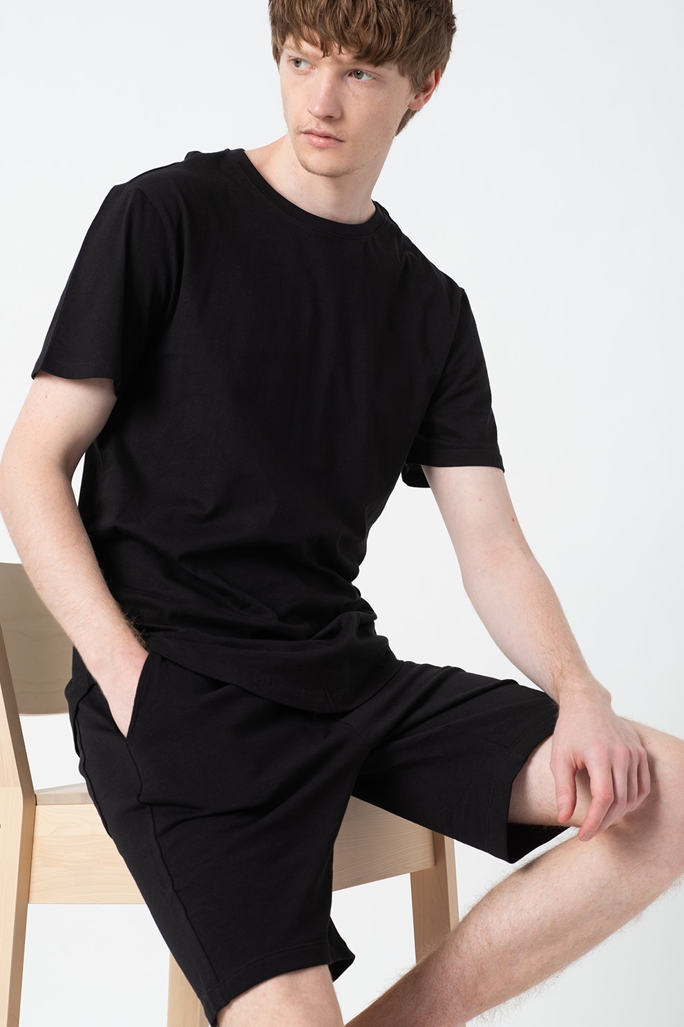 Only & Sons, Set de tricou de bumbac organic si bermude Neil- 2 piese, Negru