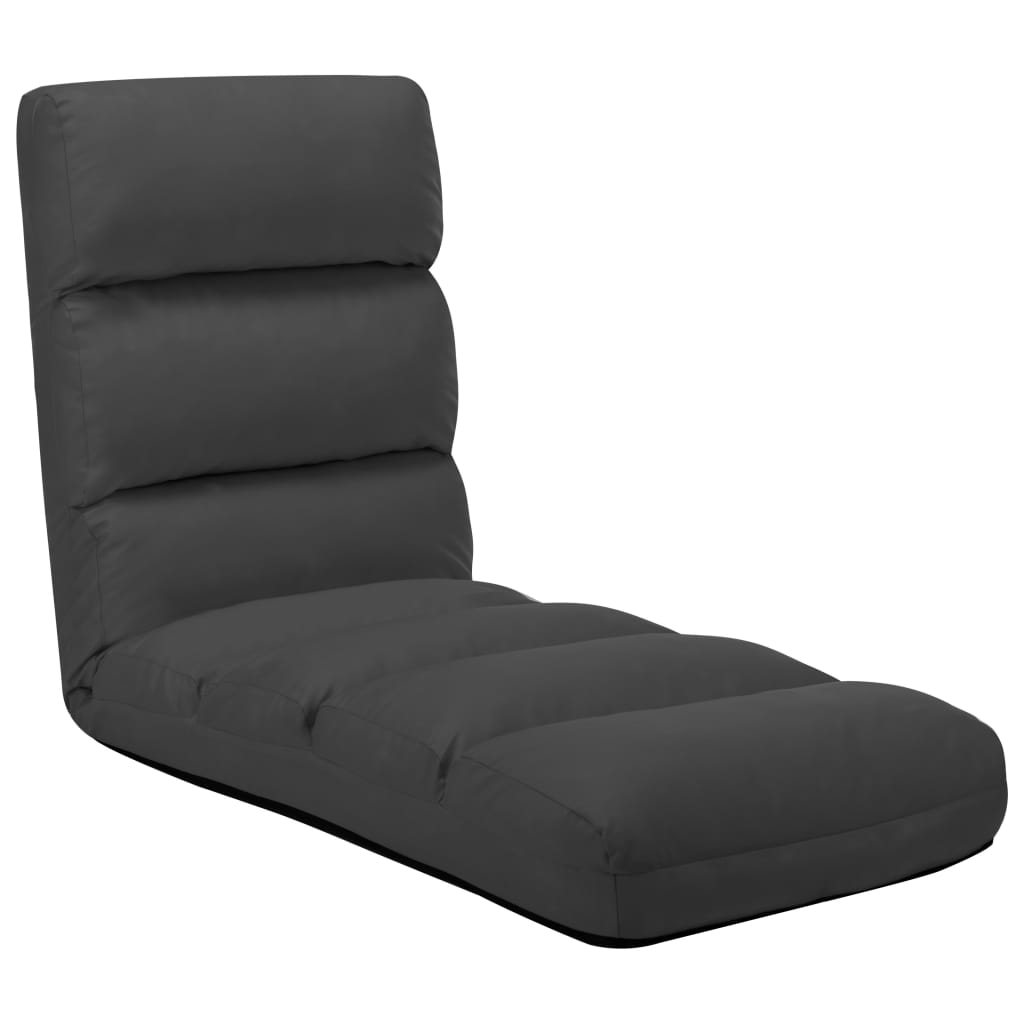 Scaun pliabil de podea, vidaXL, Piele artificiala, 175 x 56 x 20 cm, Gri antracit