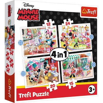 Puzzle Trefl 4 in 1 - Minnie Mouse, 12/15/20/24 piese Puzzle Trefl 4 in 1 - Minnie Mouse, 12/15/20/24 piese