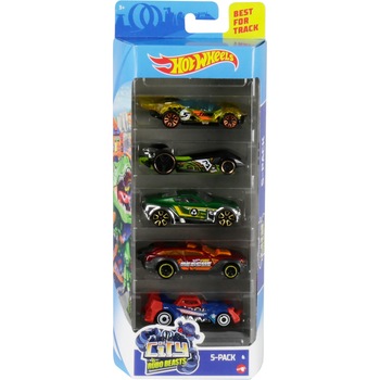 Set 5 masinute Hot Wheels, City vs Robo Beasts, 1:64 Set 5 masinute Hot Wheels, City vs Robo Beasts, 1:64