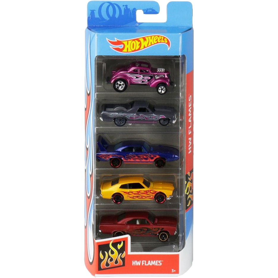 Set 5 masinute Hot Wheels, Flames, 1:64