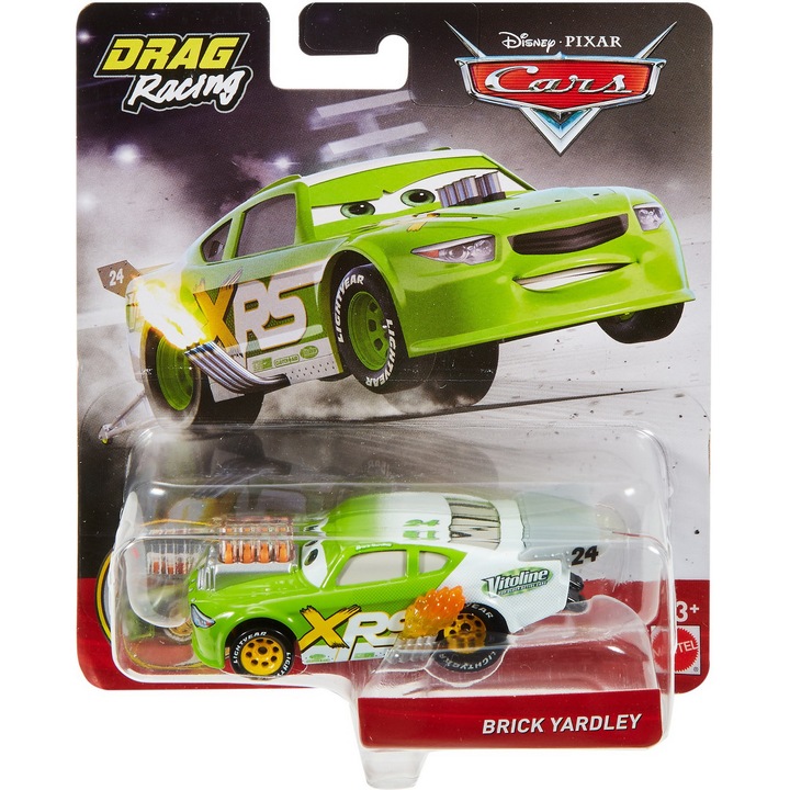 Disney Cars 3 Xrs Drag Racing Játékautó, Brick Yardley, 1:55