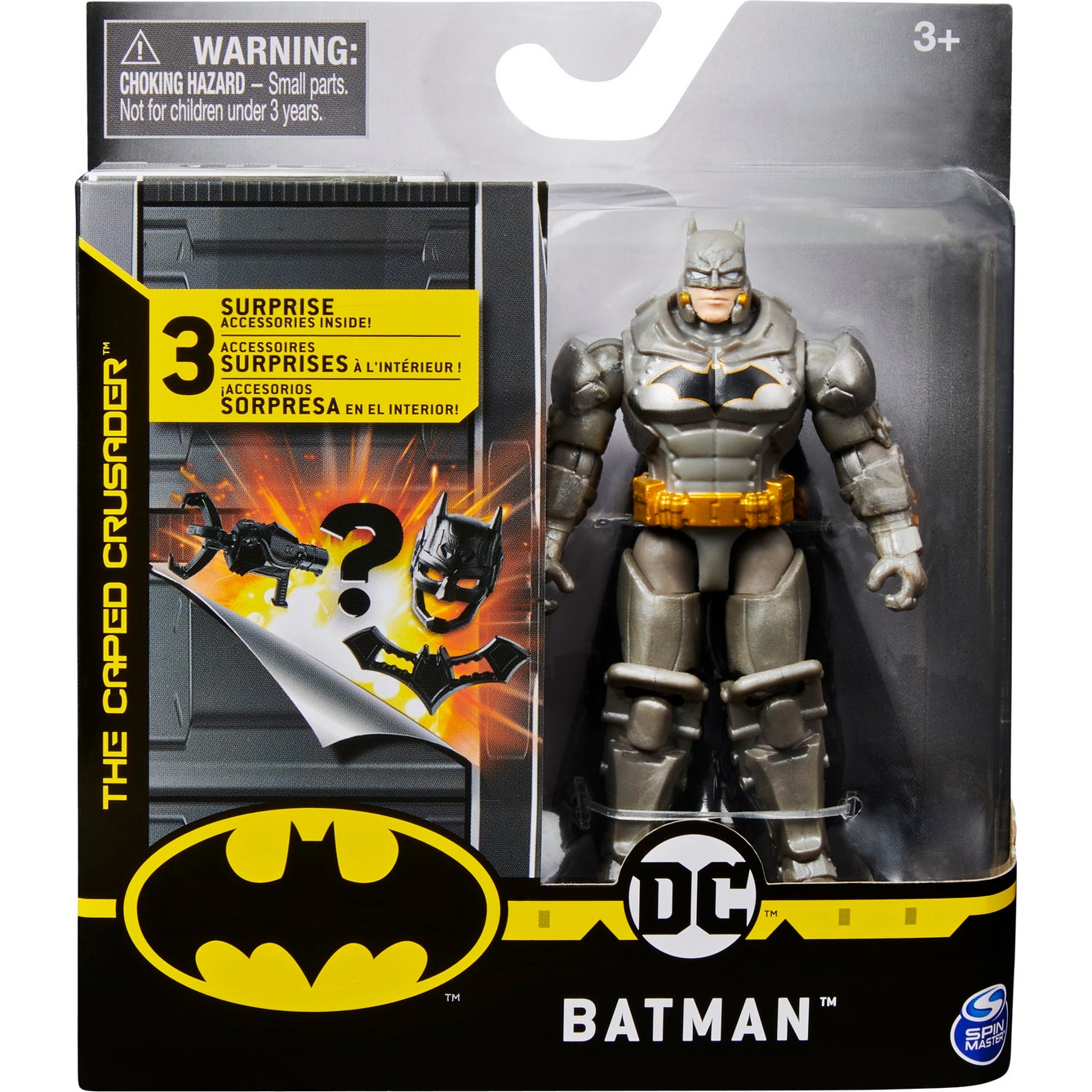 Figurina Batman, The caped crusader - Batman, cu armura, cu 3 accesorii, 10 cm