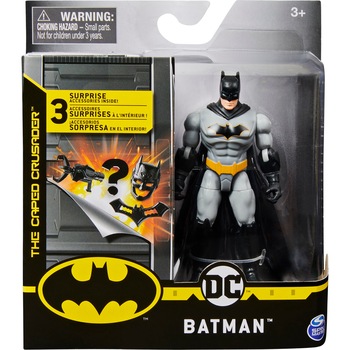 Figurina Batman, The caped crusader - Batman, cu 3 accesorii, 10 cm Figurina Batman, The caped crusader - Batman, cu 3 accesorii, 10 cm