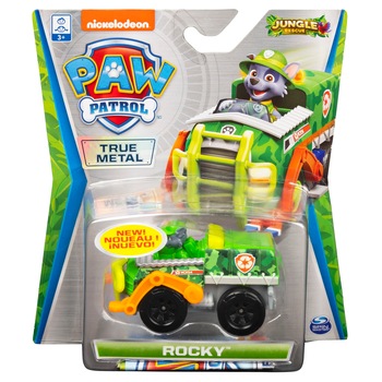 Set figurina cu vehicul Paw Patrol True Metal - Jungle Rescue, Rocky Set figurina cu vehicul Paw Patrol True Metal - Jungle Rescue, Rocky