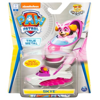 Set figurina cu vehicul Paw Patrol True Metal - Charged Up, Skye Set figurina cu vehicul Paw Patrol True Metal - Charged Up, Skye