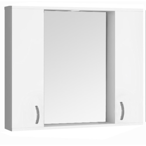 Oglinda cu dulap si iluminare LED Badenmob, 75x60x14 cm, Alb