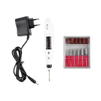 Pila electrica manichiura/pedichiura cu 12 accesorii, 9W, 20.000 rpm, Alb/Negru Pila electrica manichiura/pedichiura cu 12 accesorii, 9W, 20.000 rpm, Alb/Negru