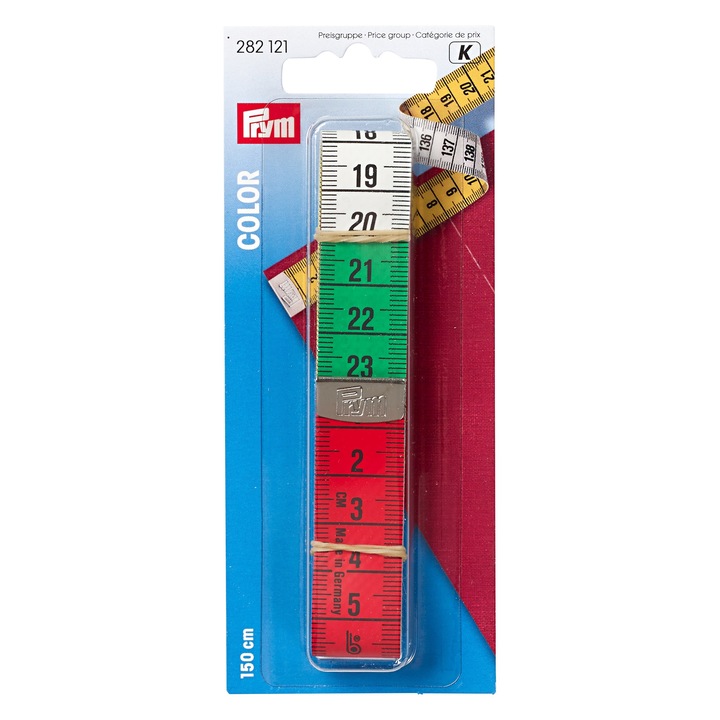 Centimetru de croitorie gradat in 3 culori, 150 cm, Prym