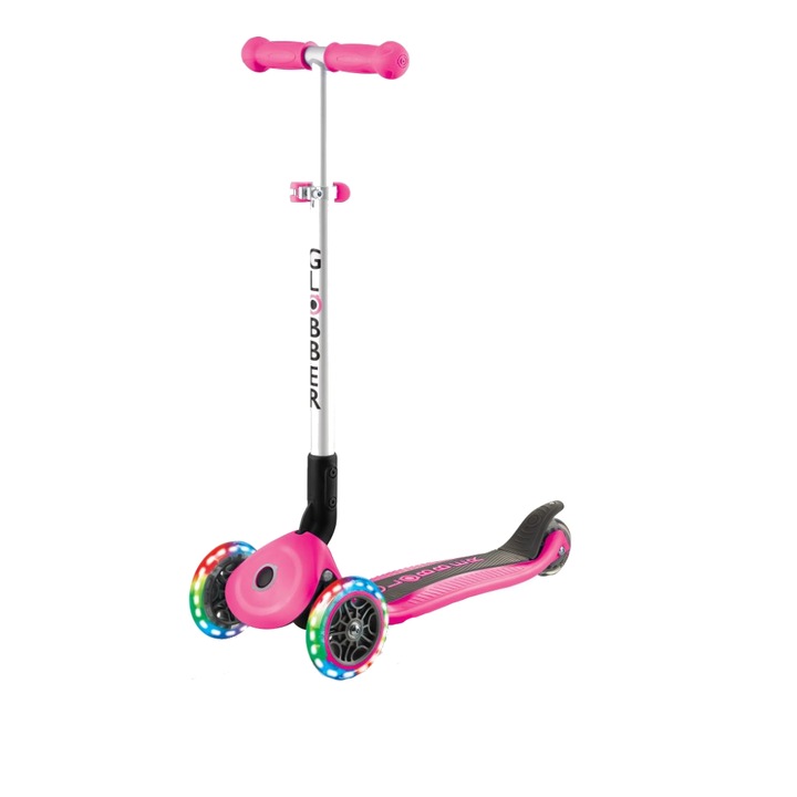 Сгъваем скутер Globber Primo, с розови светлини, Розов