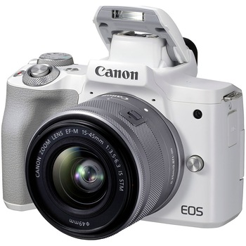 Aparat foto Mirrorless Canon EOS M50 Mark II, 24.1 MP, 4k, Wi-Fi, Alb + Obiectiv EF-M 15-45mm Aparat foto Mirrorless Canon EOS M50 Mark II, 24.1 MP, 4k, Wi-Fi, Alb + Obiectiv EF-M 15-45mm