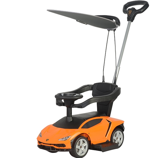 Masinuta fara pedale cu maner parental Lamborghini Centenario Orange