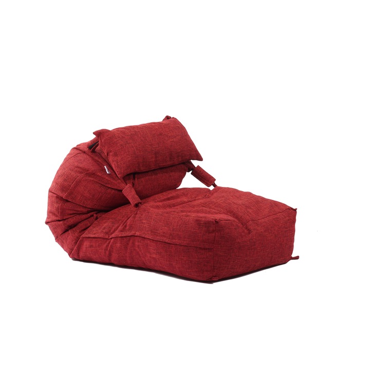 Pufrelax Yoga XL Babzsák, Red Wine, Premium Rustic, memóriakeverékes szivacspelyhekkel töltve