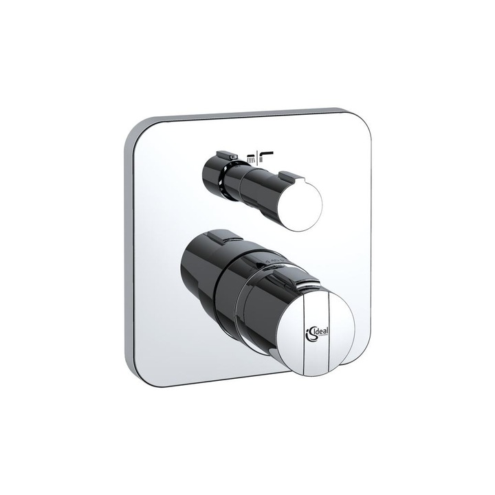 Смесител Ideal Standard, Ceratherm 200 New, A5620, термостат вграден за вана/душ, термостатен механизъм, с разпределител, интергиран в ръкохватката за дебит, метална розетка