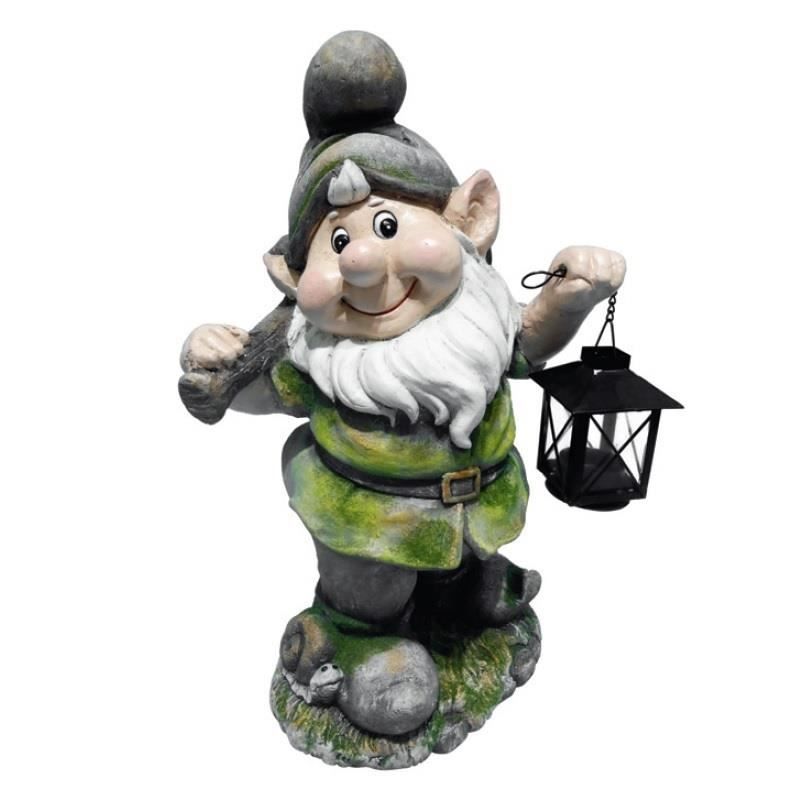 Decoratiune gradina Strend Pro Gecco 918, pitic cu lampion, 25x20x45 cm