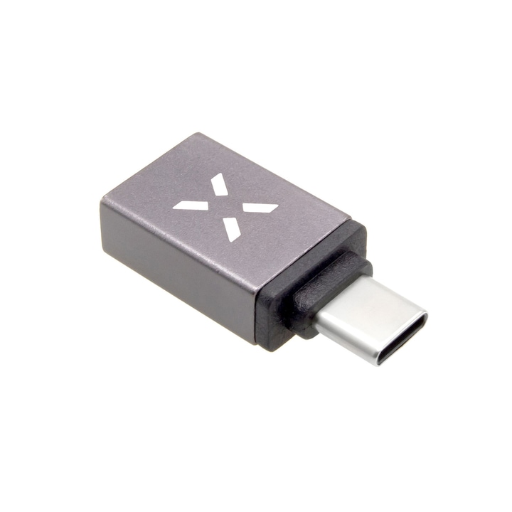 Adaptor de aluminiu USB-A la USB-C, Fixed Link, Gri
