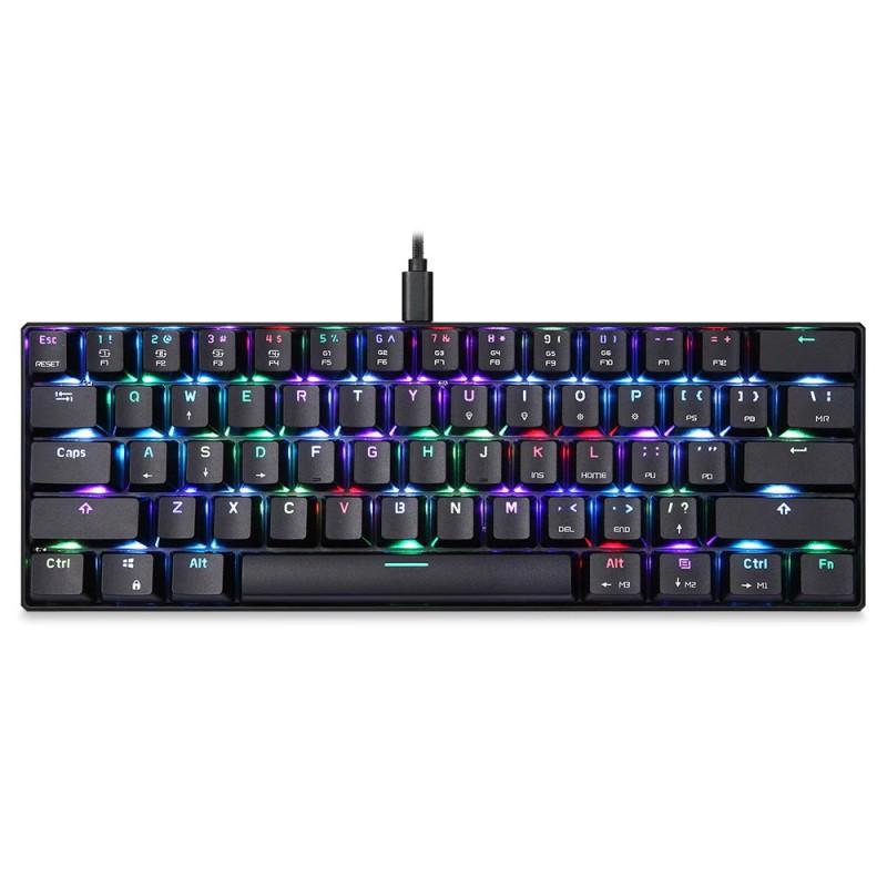 Tastatura gaming mecanica Motospeed K61 cu fir de 1.5m, conexiune USB, iluminat RGB, Negru