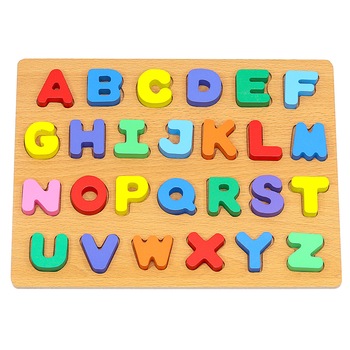 Puzzle din lemn cu alfabet Iso Trade, 26 de litere, Multicolor Puzzle din lemn cu alfabet Iso Trade, 26 de litere, Multicolor
