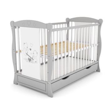 Patut din lemn masiv 2 in 1 Maya gri cu sertar Patut din lemn masiv 2 in 1 Maya gri cu sertar