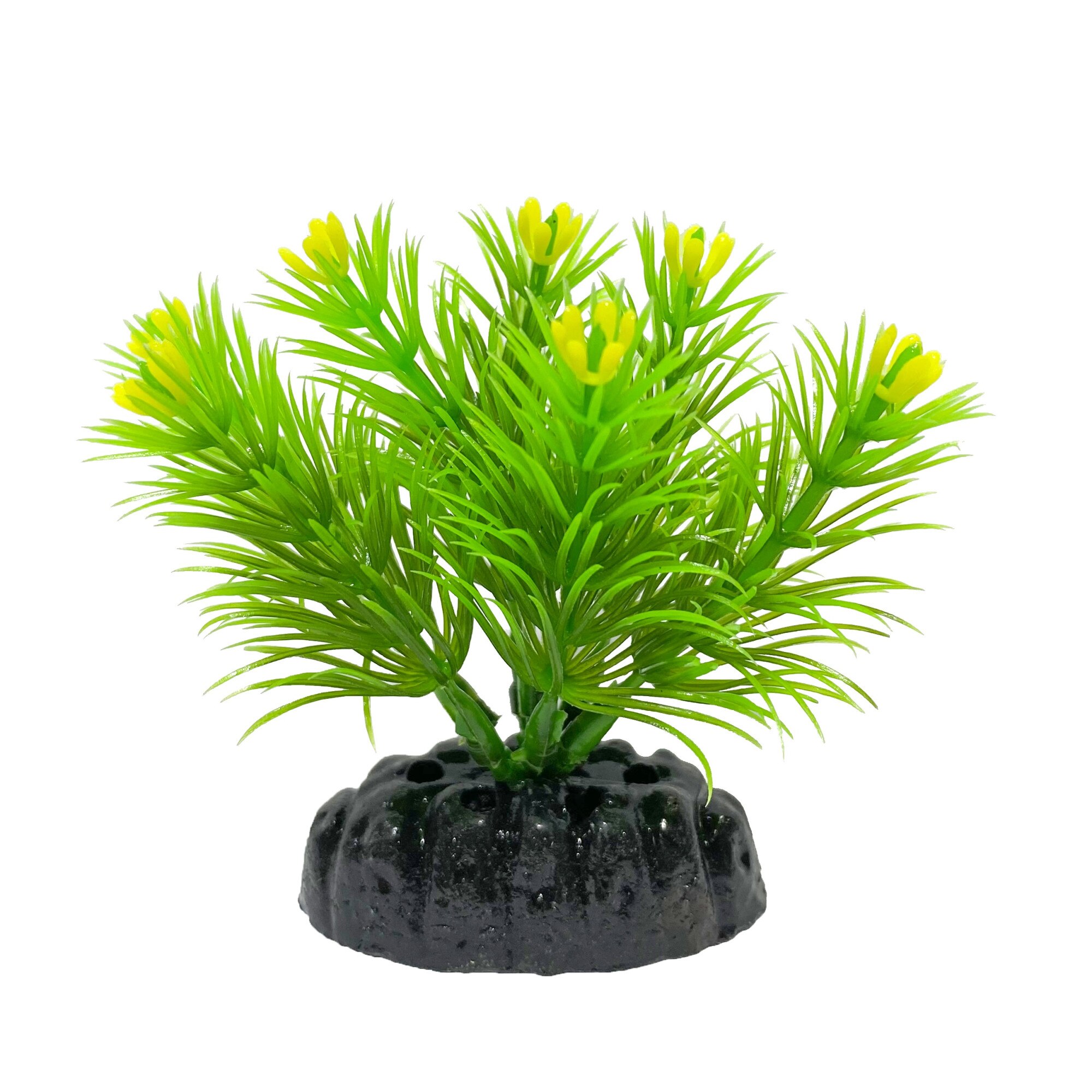 Planta artificiala Ceratophyllum verde cu muguri galbeni 9 cm