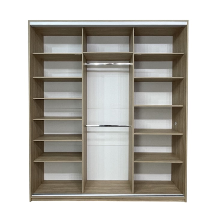 Dressing Lara 2 usi glisante 4F Stejar/Alb L200 x H240 cm Hafele