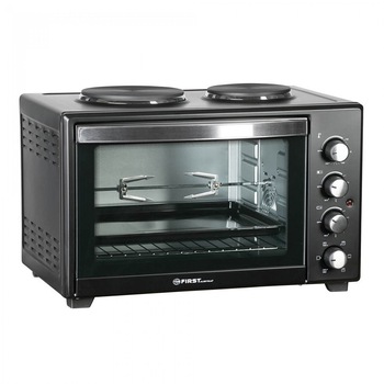 Cuptor cu frigarui rotativ FIRST AUSTRIA FA-5045-4, 1600W, Doua plite, Convectie, 45 litri, Negru Cuptor cu frigarui rotativ FIRST AUSTRIA FA-5045-4, 1600W, Doua plite, Convectie, 45 litri, Negru