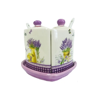Set 2 recipiente condimente inima, ceramica, lavanda,15 cm Set 2 recipiente condimente inima, ceramica, lavanda,15 cm