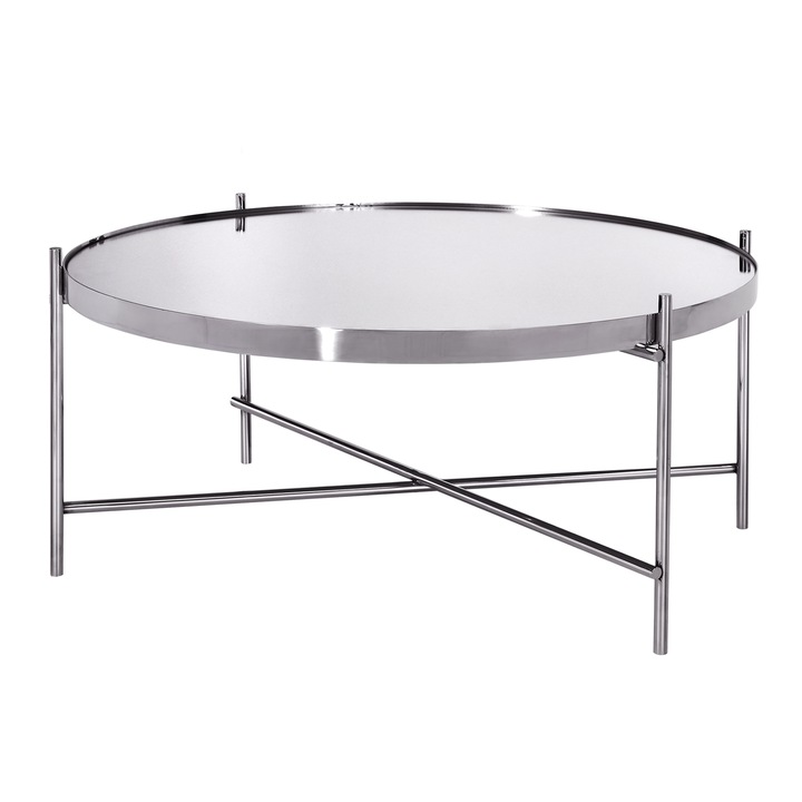 Холна маса WOMO-DESIGN Tucson, Метал / Стъкло, Сребрист, 75 x 35 см