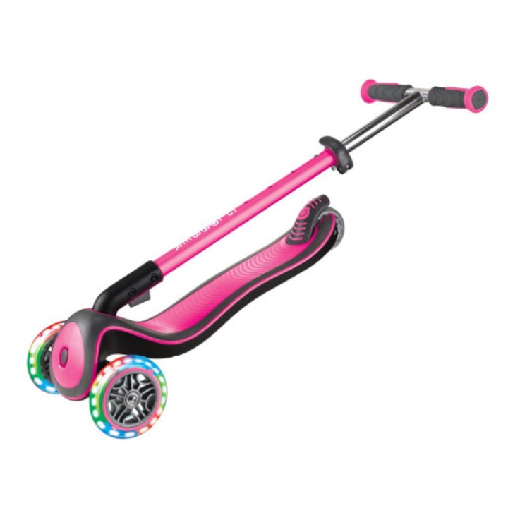 Globber Elite Deluxe roller, összecsukható, LED-ekkel, rózsaszín