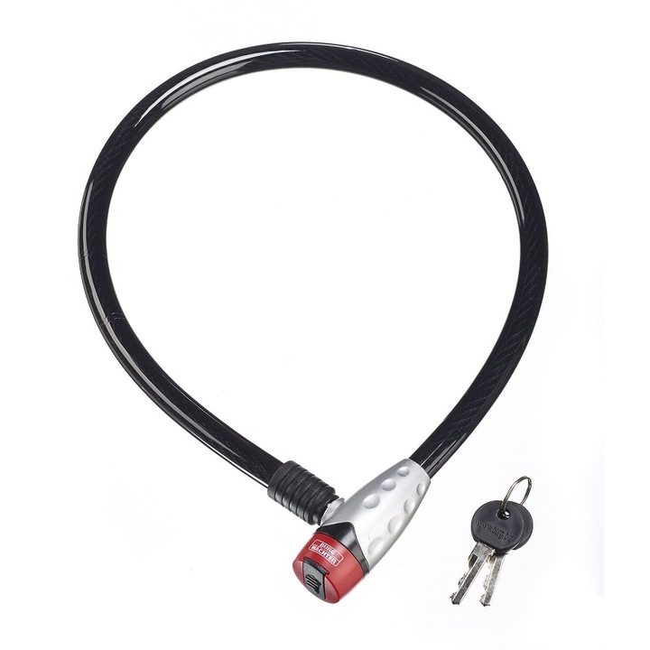Kerékpár kábel Burg Wachter 550 80 L, 2 kulccsal, fekete