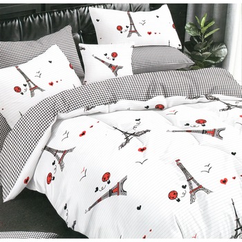 Lenjerie de pat Rosa Double Premium 09 B, 4 piese, pat dublu, cearceaf pat 220x260cm, 100% microfibra , tip inchidere capse, culoare gri deschis, model paris Lenjerie de pat Rosa Double Premium 09 B, 4 piese, pat dublu, cearceaf pat 220x260cm, 100% microfibra , tip inchidere capse, culoare gri deschis, model paris