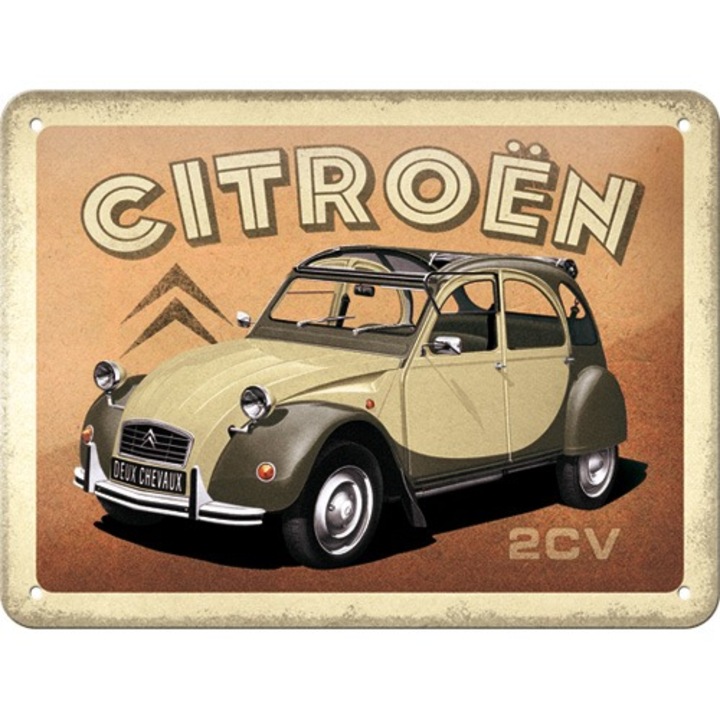 Citroen 2CV dombornyomott fémplakát 20 x 15 cm "26257"