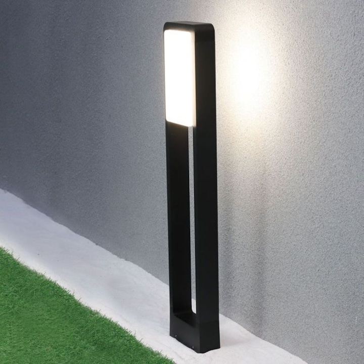Градинска лампа LED V-TAC 20113, 10W, 900 лумена, Температура на топла светлина (3000K), IP65, Алуминий, Черен, 800 мм, Енергиен клас F
